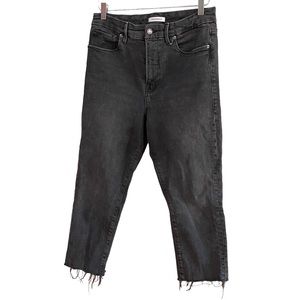 Good American ~ Black Denim Fray Hem Skinny Jean